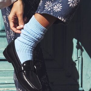Free People Super Scrunch Solid Socks Light Blue